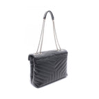 Saint Laurent Paris Tote Loulou Black Leather Chain — view 2