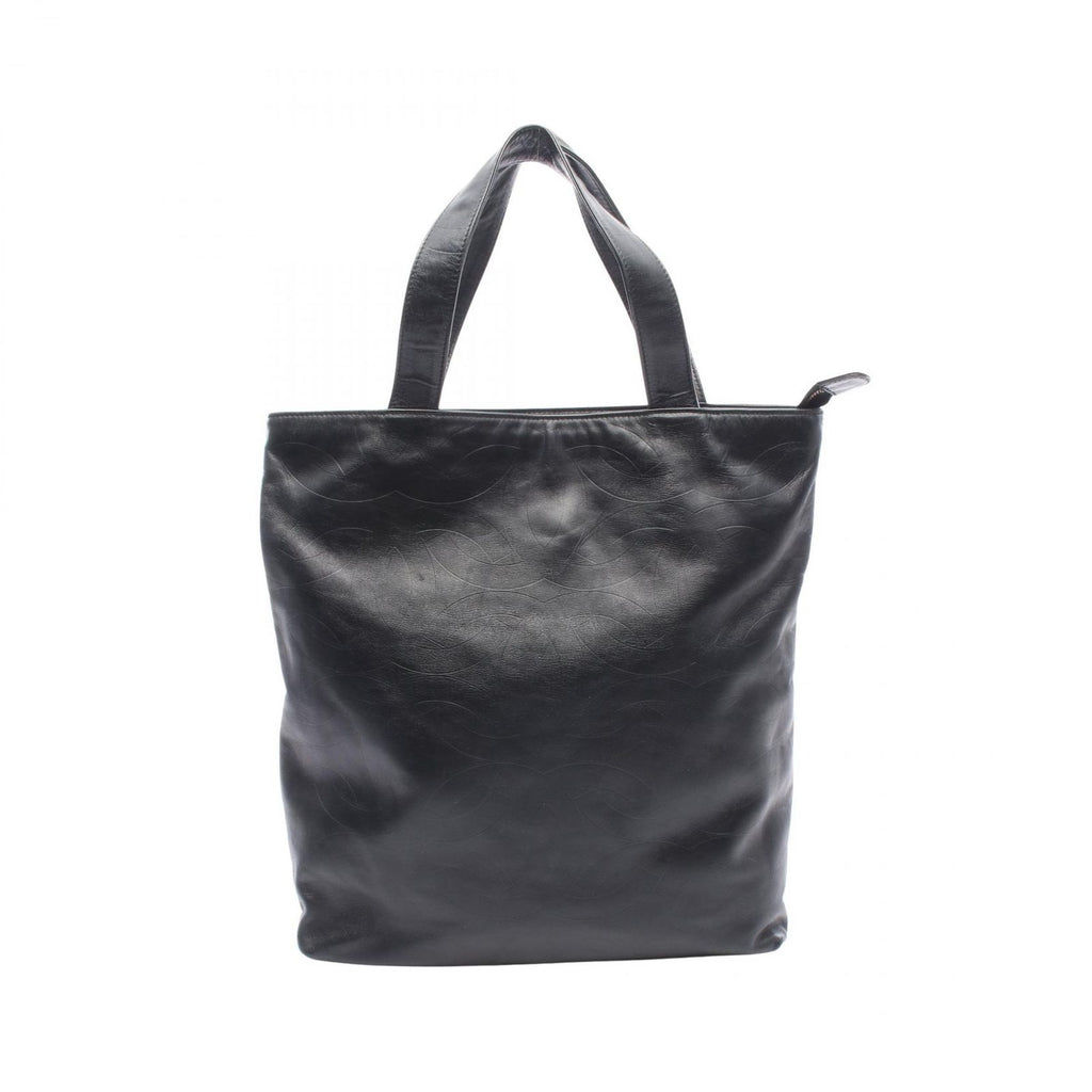 Chanel Tote CC Logo Embossed Black Lambskin CC