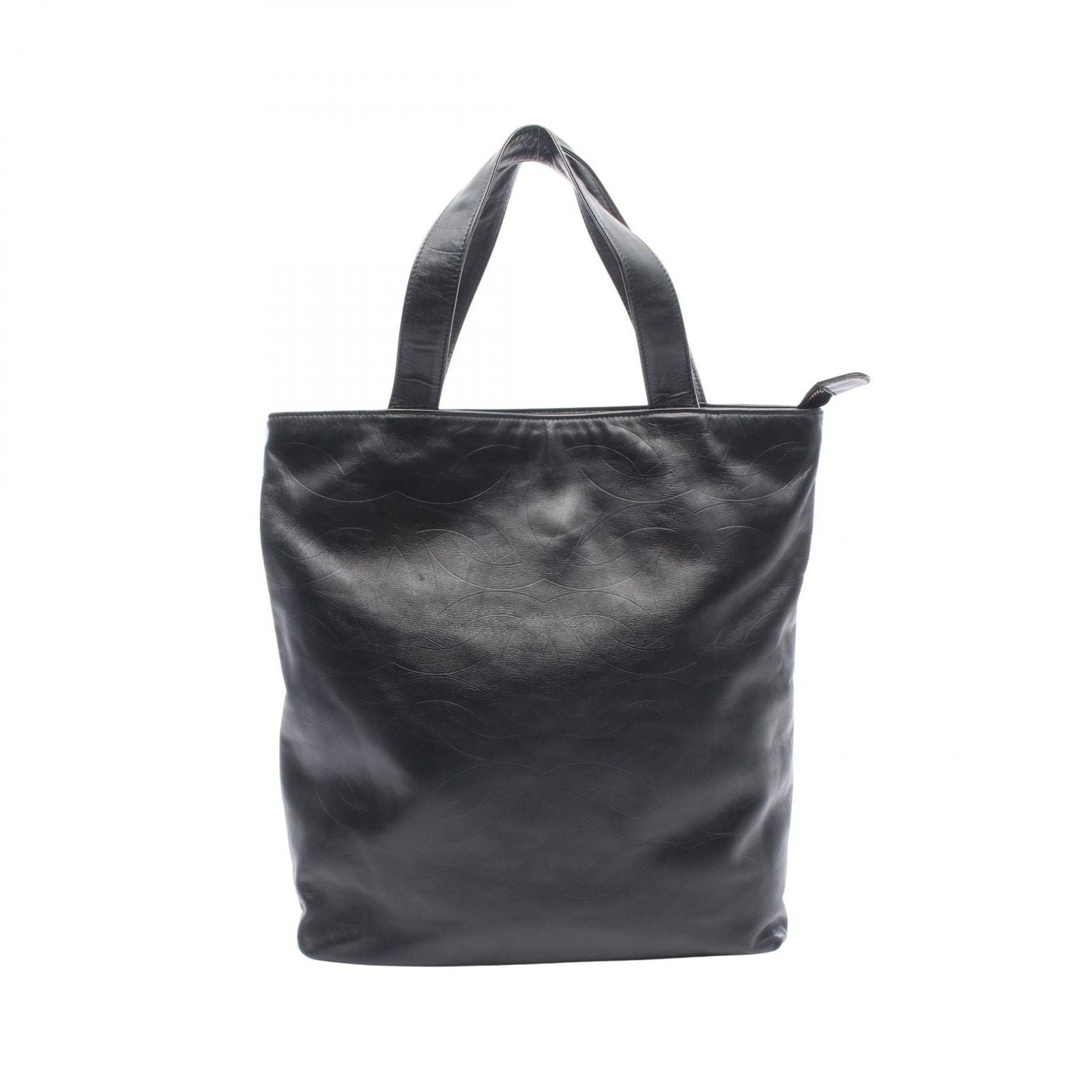 Chanel Tote CC Logo Embossed Black Lambskin CC