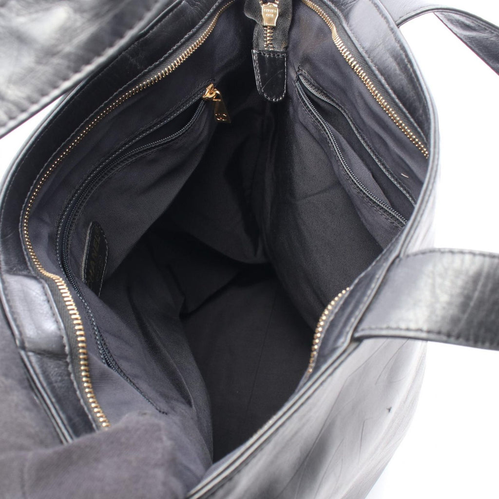 Chanel Tote CC Logo Embossed Black Lambskin CC — view 3