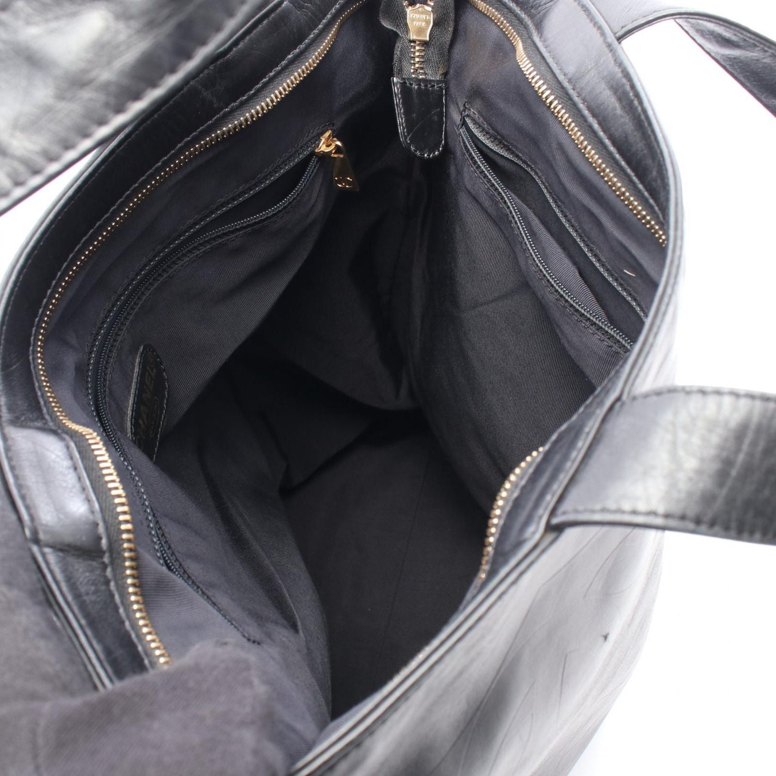 Chanel Tote CC Logo Embossed Black Lambskin CC — view 3