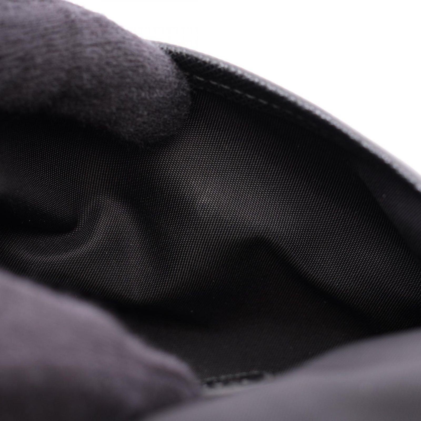 Prada Shoulder Bag Triangle Logo Black Nylon Saffiano Leather Pochette — view 5