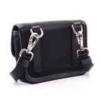 Prada Shoulder Bag Triangle Logo Black Nylon Saffiano Leather Pochette — view 2