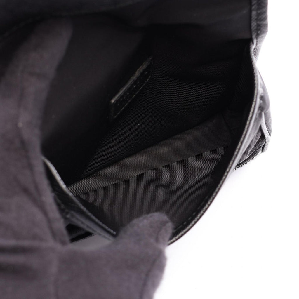 Prada Shoulder Bag Triangle Logo Black Nylon Saffiano Leather Pochette — view 3