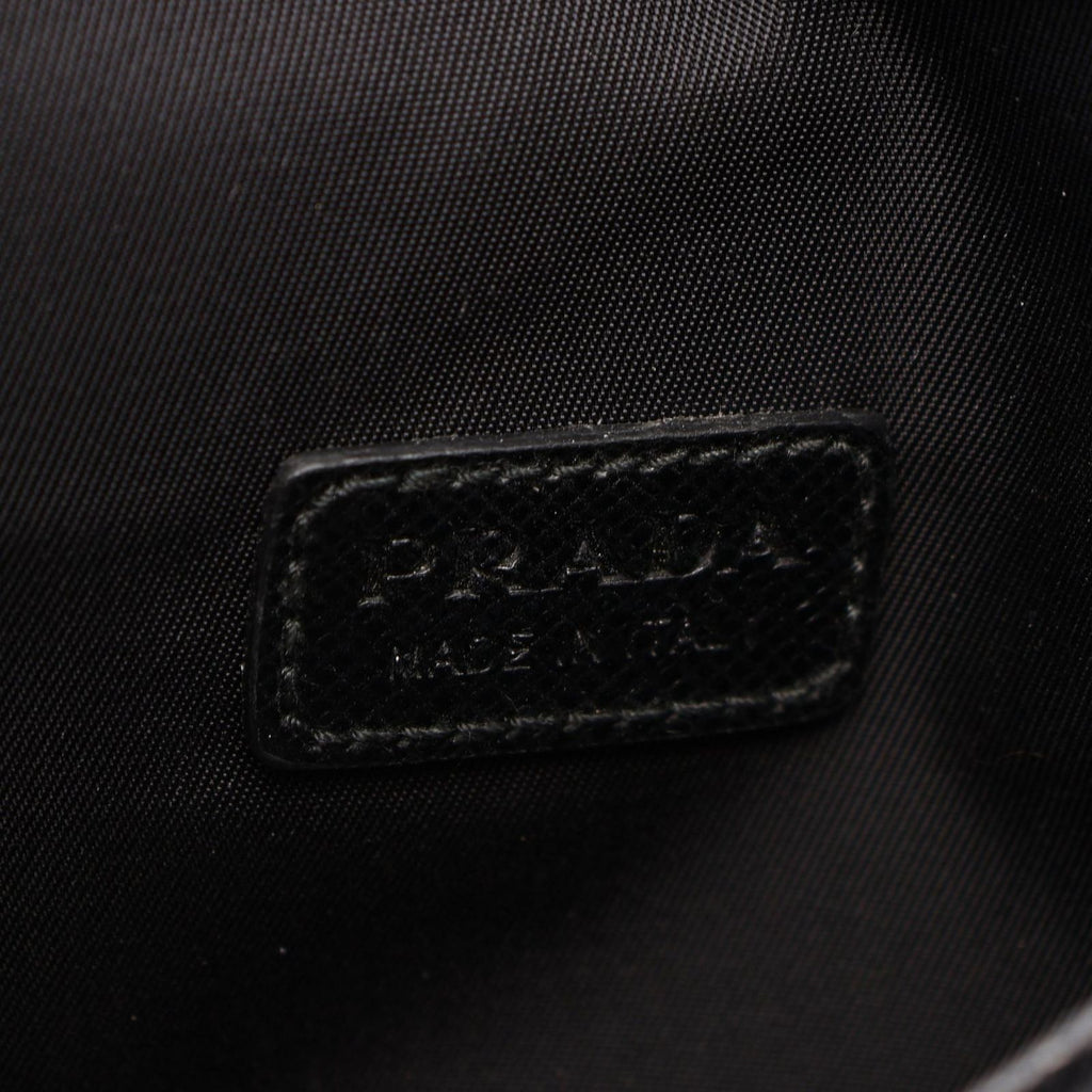 Prada Shoulder Bag Triangle Logo Black Nylon Saffiano Leather Pochette — view 4