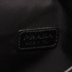 Prada Shoulder Bag Triangle Logo Black Nylon Saffiano Leather Pochette — view 4