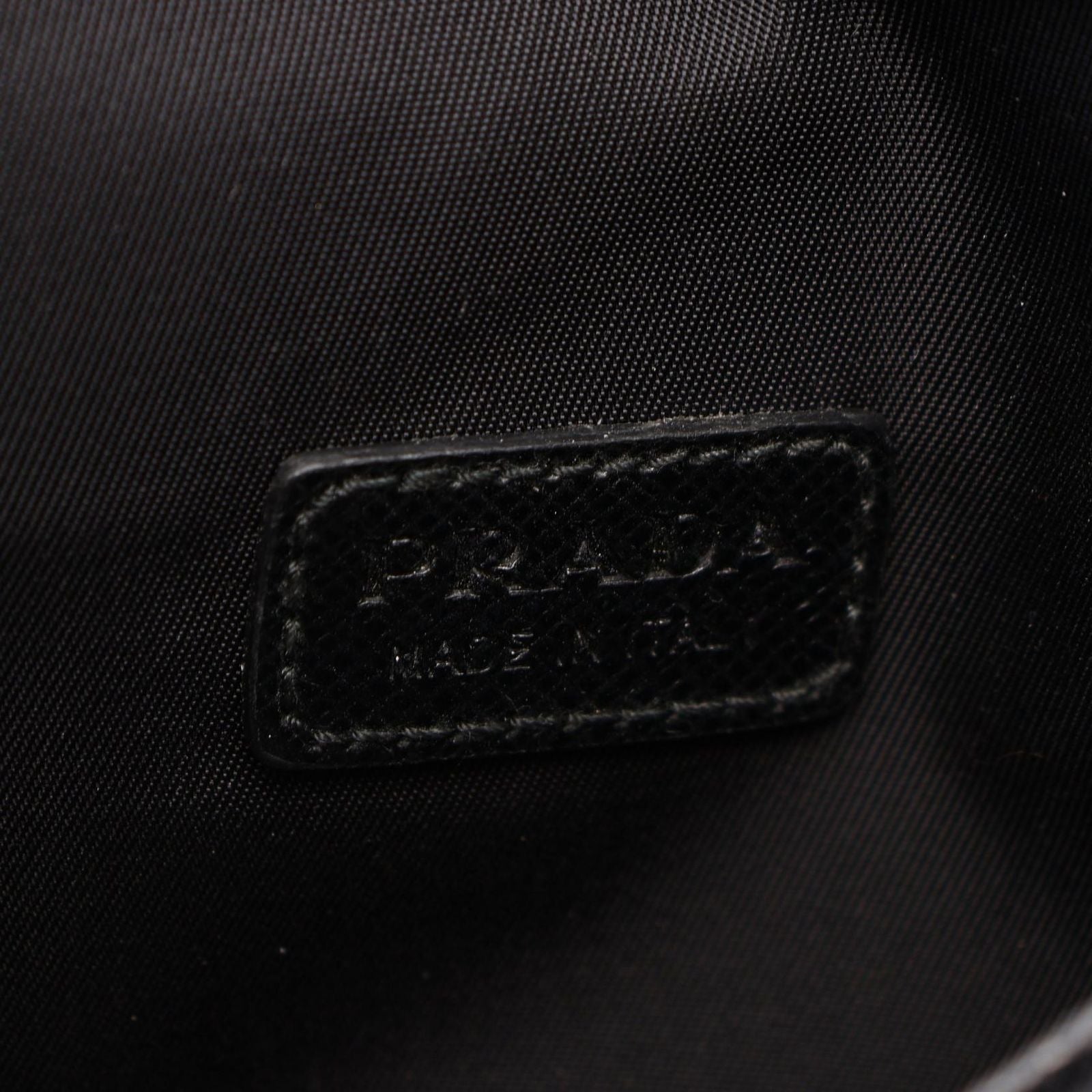 Prada Shoulder Bag Triangle Logo Black Nylon Saffiano Leather Pochette — view 4