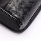 Prada Shoulder Bag Triangle Logo Black Nylon Saffiano Leather Pochette — view 6
