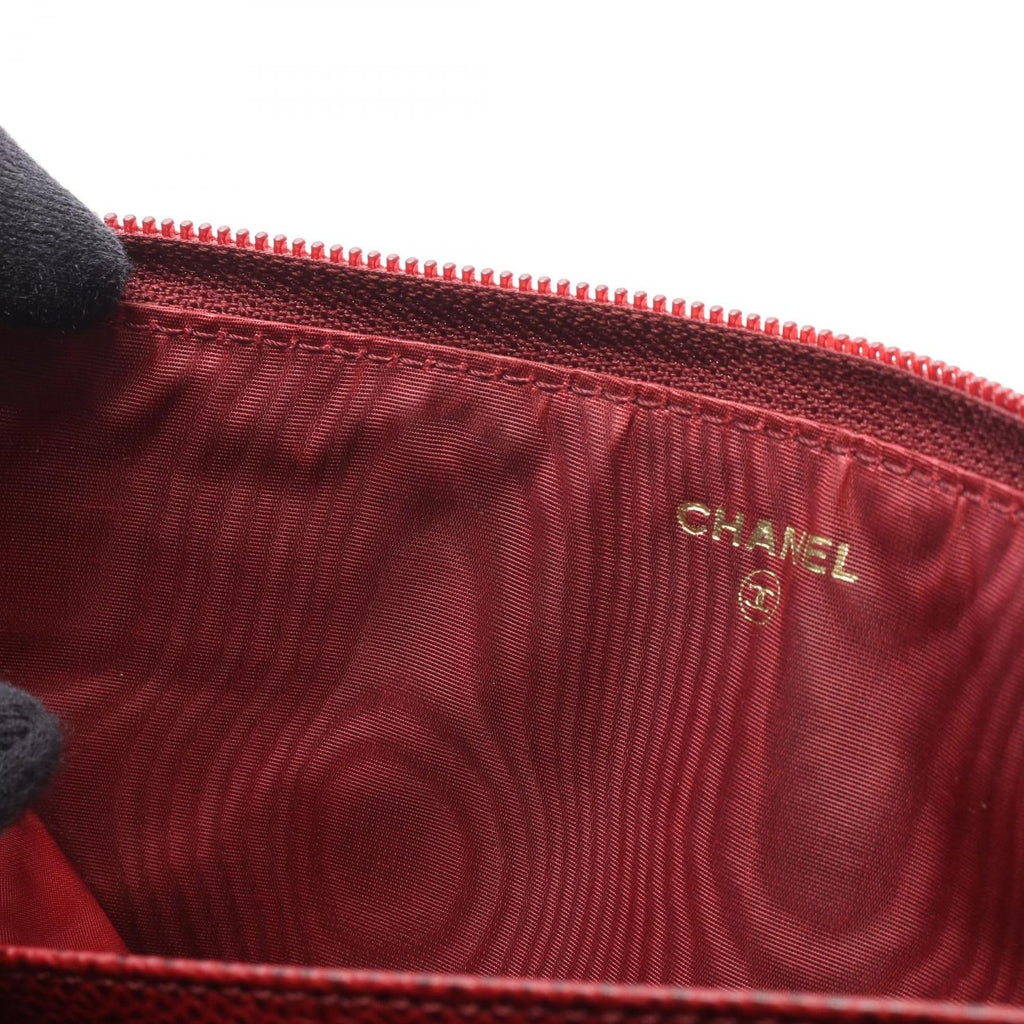 Chanel Round Wallet CC Logo Wine Red Caviar Leather — view 7