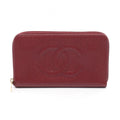 Chanel Round Wallet CC Logo Wine Red Caviar Leather