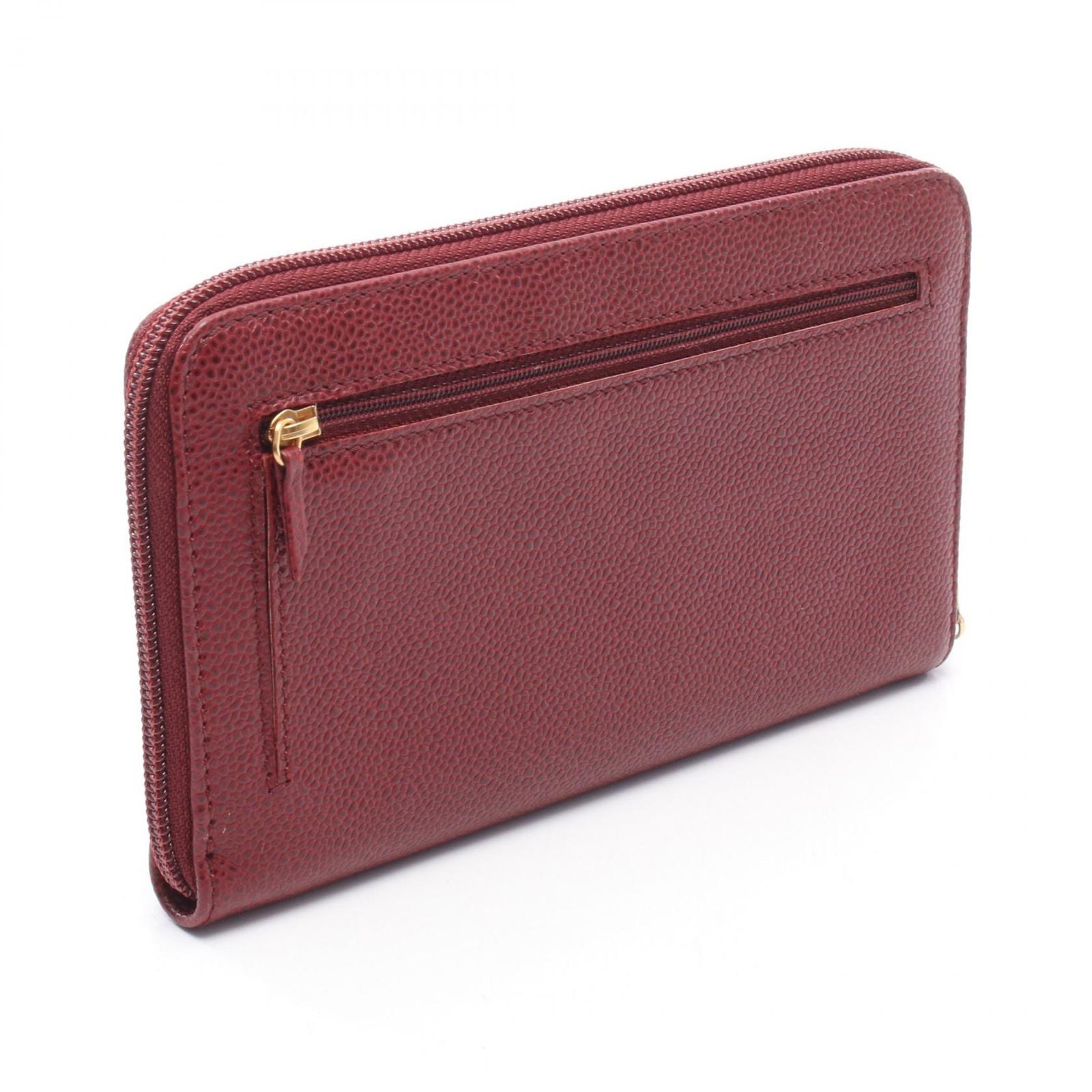 Chanel Round Wallet CC Logo Wine Red Caviar Leather — view 2