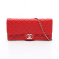 Chanel Shoulder Bag Quilted Red Lambskin Chain Wallet