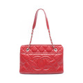 Chanel Tote Quilted CC Logo Red Caviar Leather CC Chain