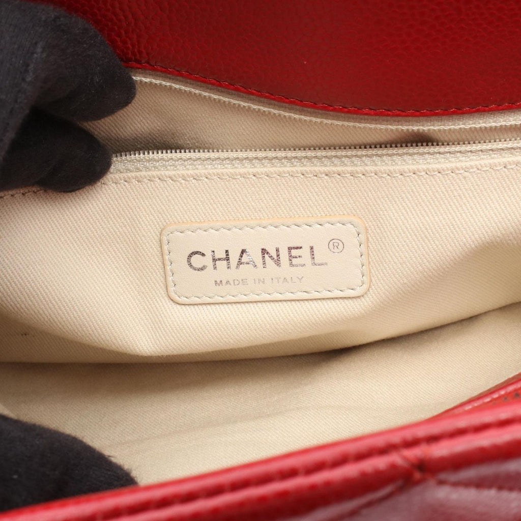 Chanel Tote Quilted CC Logo Red Caviar Leather CC Chain — view 4