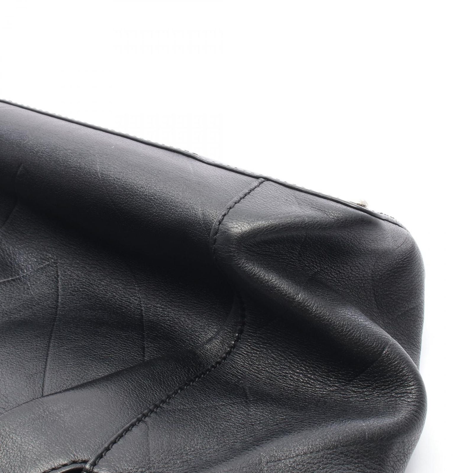 Chanel Tote CC Logo Black Leather Quilted Stitch Handbag — view 6