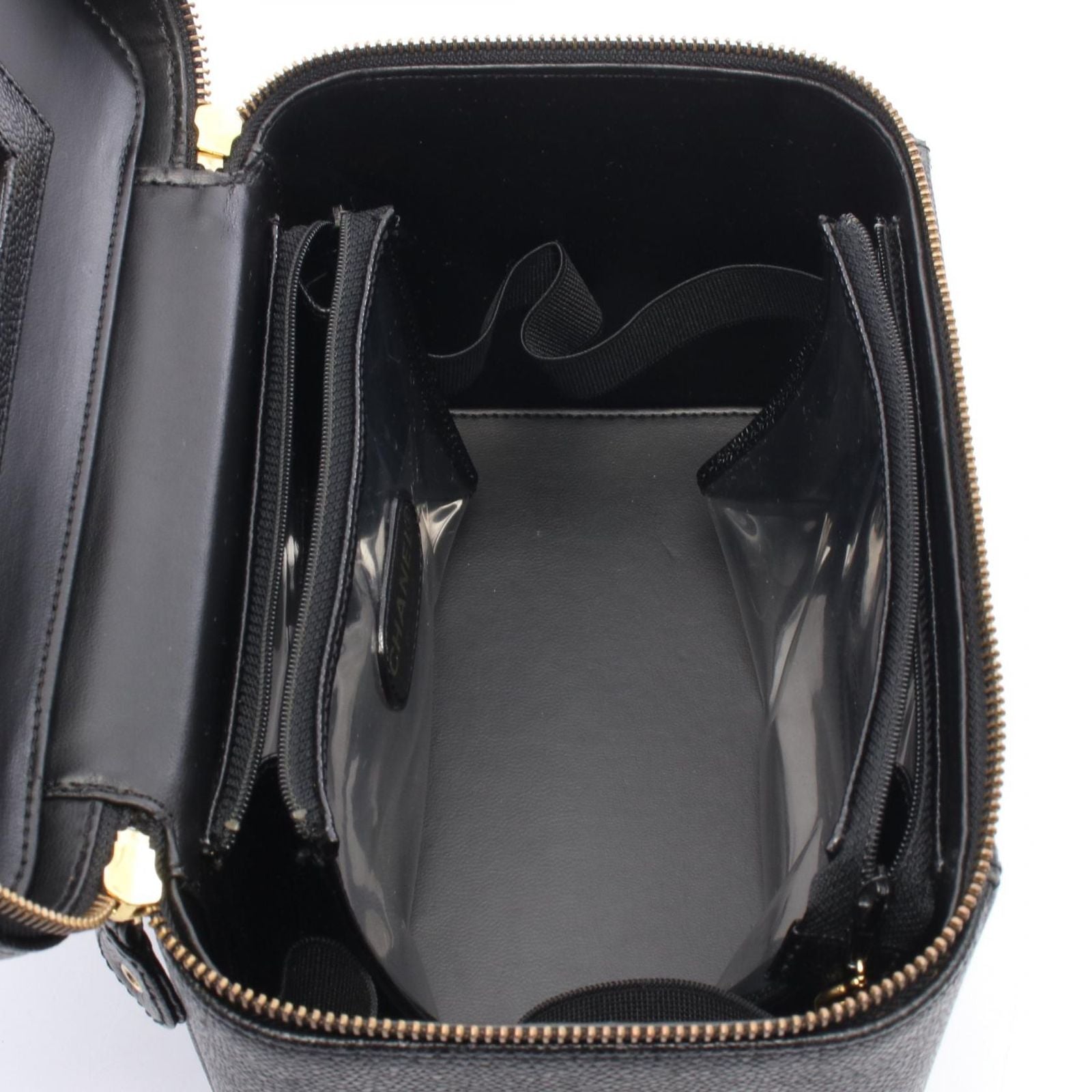 Chanel Handbag CC Logo Vanity 2-Way Black Caviar Leather CC Shoulder — view 3