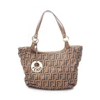 Fendi Tote Zucca Brown Canvas Leather Shoulder