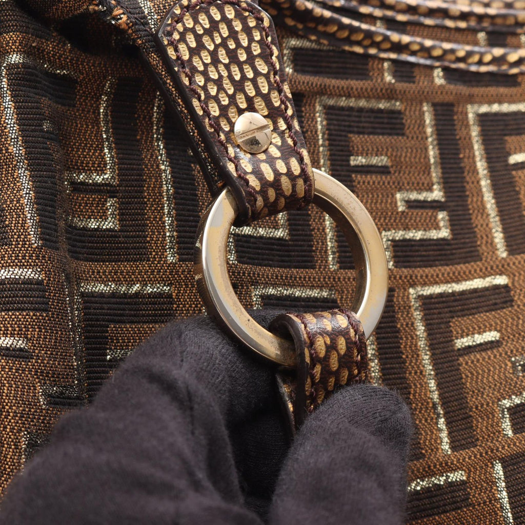 Fendi Tote Zucca Brown Canvas Leather Shoulder — view 8