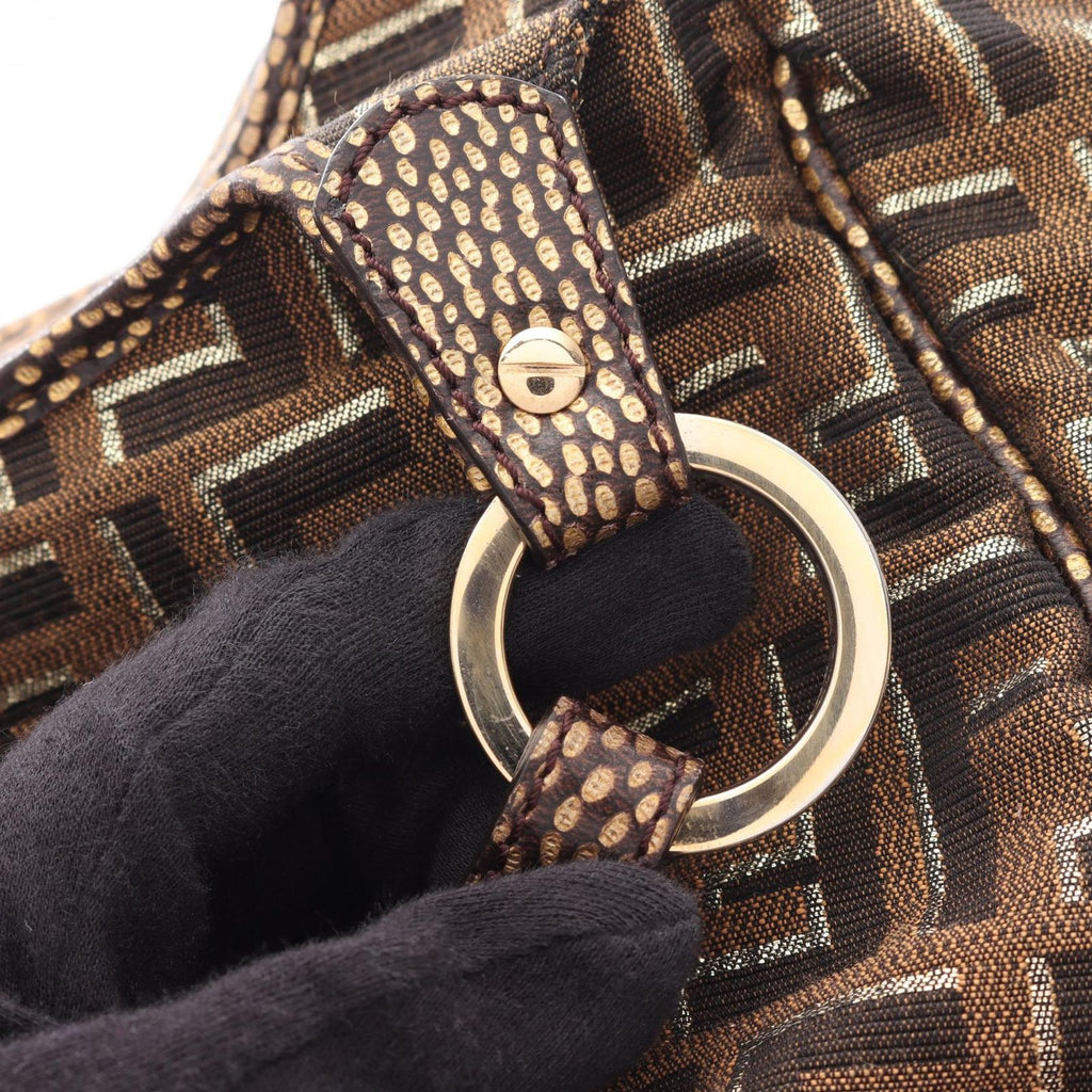 Fendi Tote Zucca Brown Canvas Leather Shoulder — view 9
