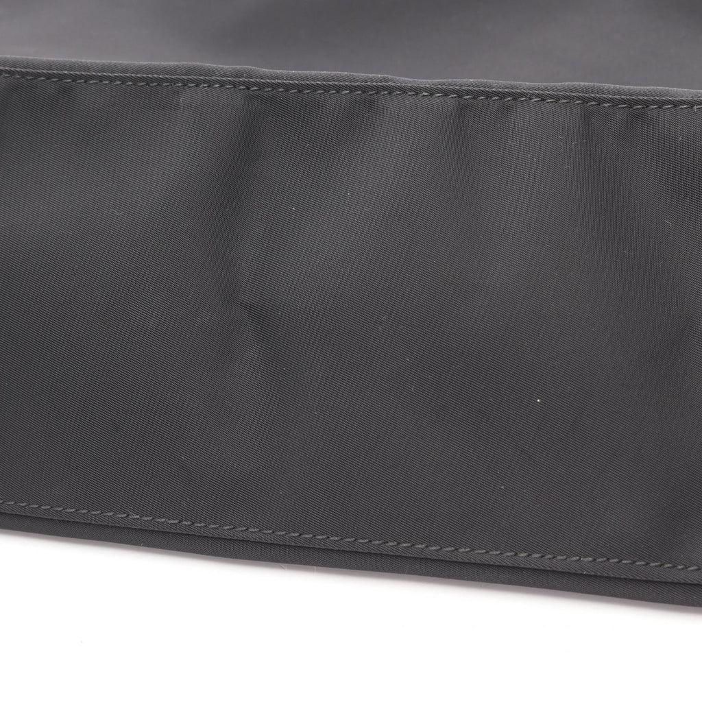 Prada Tote Triangle Logo Black Nylon Leather Shoulder — view 5