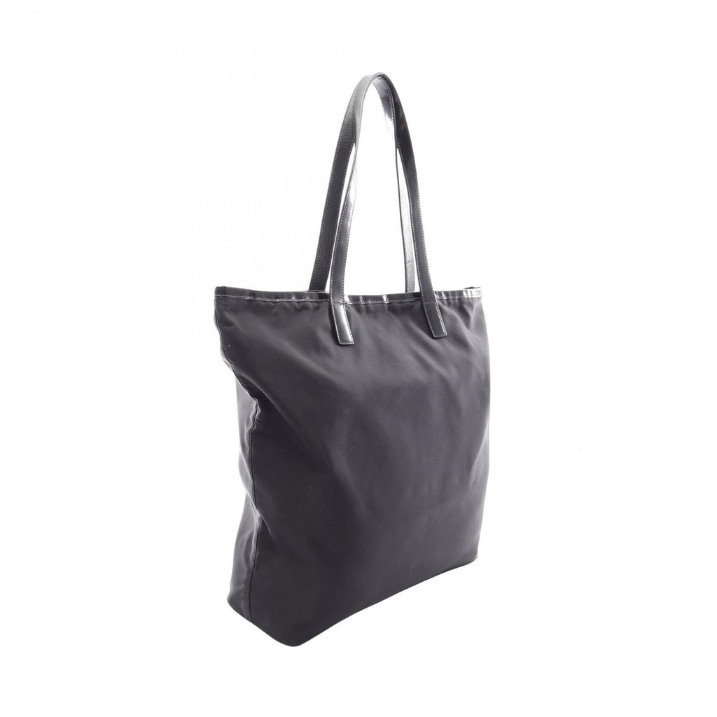 Prada Tote Triangle Logo Black Nylon Leather Shoulder — view 2