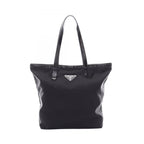 Prada Tote Triangle Logo Black Nylon Leather Shoulder