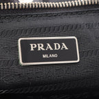 Prada Tote Triangle Logo Black Nylon Leather Shoulder — view 4