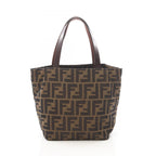 Fendi Handbag Zucca Mini Tote Brown Canvas Leather
