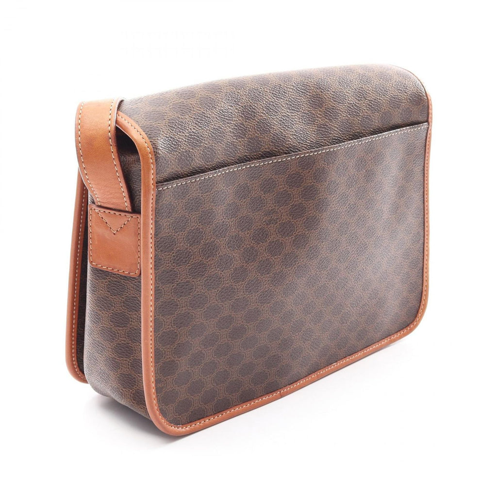 Celine Shoulder Bag Macadam Brown Canvas Leather — view 2