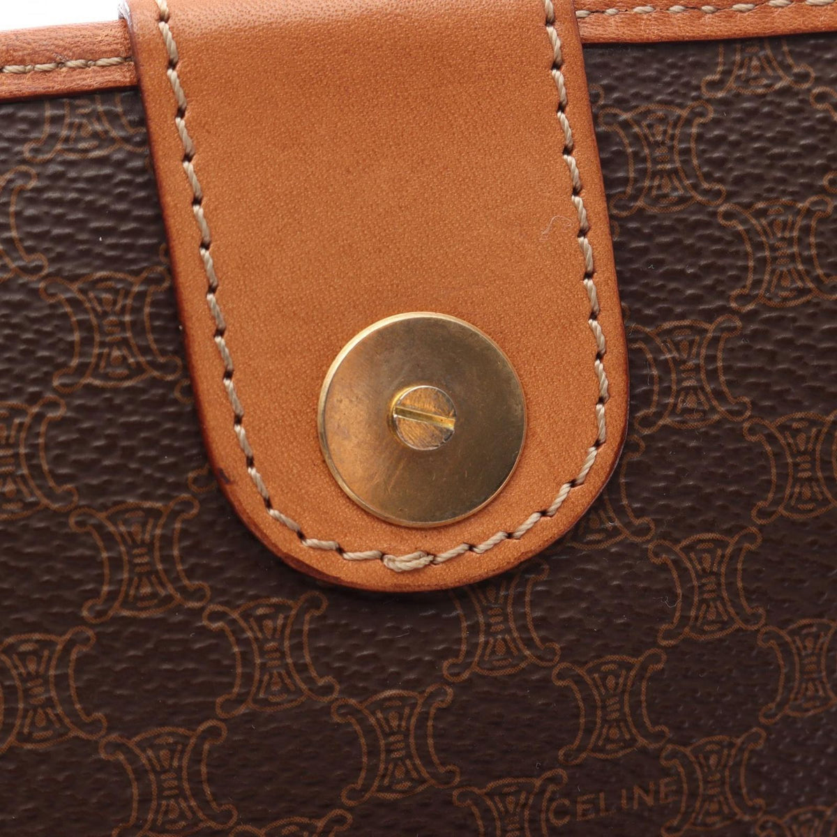 Celine Shoulder Bag Macadam Brown Canvas Leather — view 7