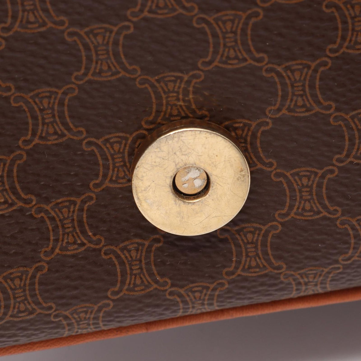 Celine Shoulder Bag Macadam Brown Canvas Leather — view 5