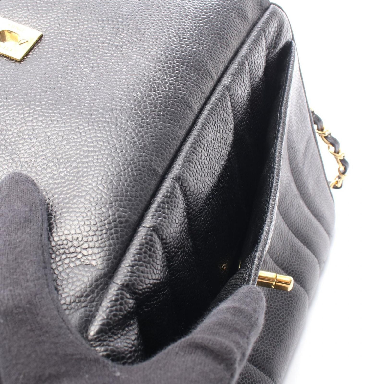 Chanel Shoulder Bag Mademoiselle Cocobol Black Calf Chain — view 6