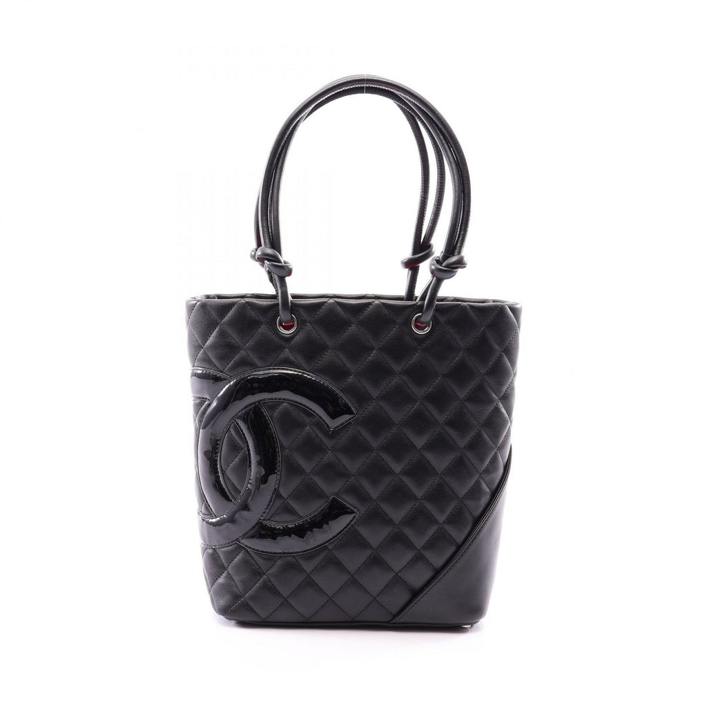 Chanel Tote Cambon Line Black Enamel Leather Patent