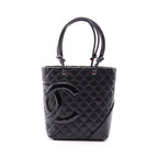 Chanel Tote Cambon Line Black Enamel Leather Patent