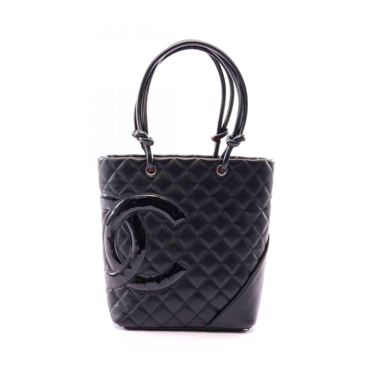 Chanel Tote Cambon Line Black Enamel Leather Patent