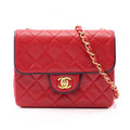 Chanel Shoulder Bag Mini Quilted Red Lambskin Chain