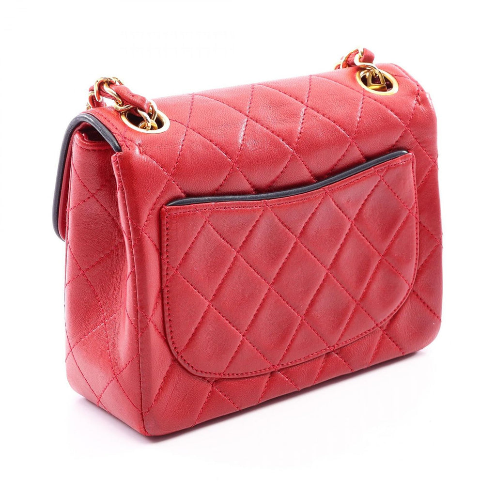 Chanel Shoulder Bag Mini Quilted Red Lambskin Chain — view 2