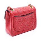 Chanel Shoulder Bag Mini Quilted Red Lambskin Chain — view 2