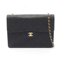 Chanel Shoulder Bag Deca Quilted 30 Single Flap Black Calf Chain