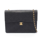 Chanel Shoulder Bag Deca Quilted 30 Single Flap Black Calf Chain