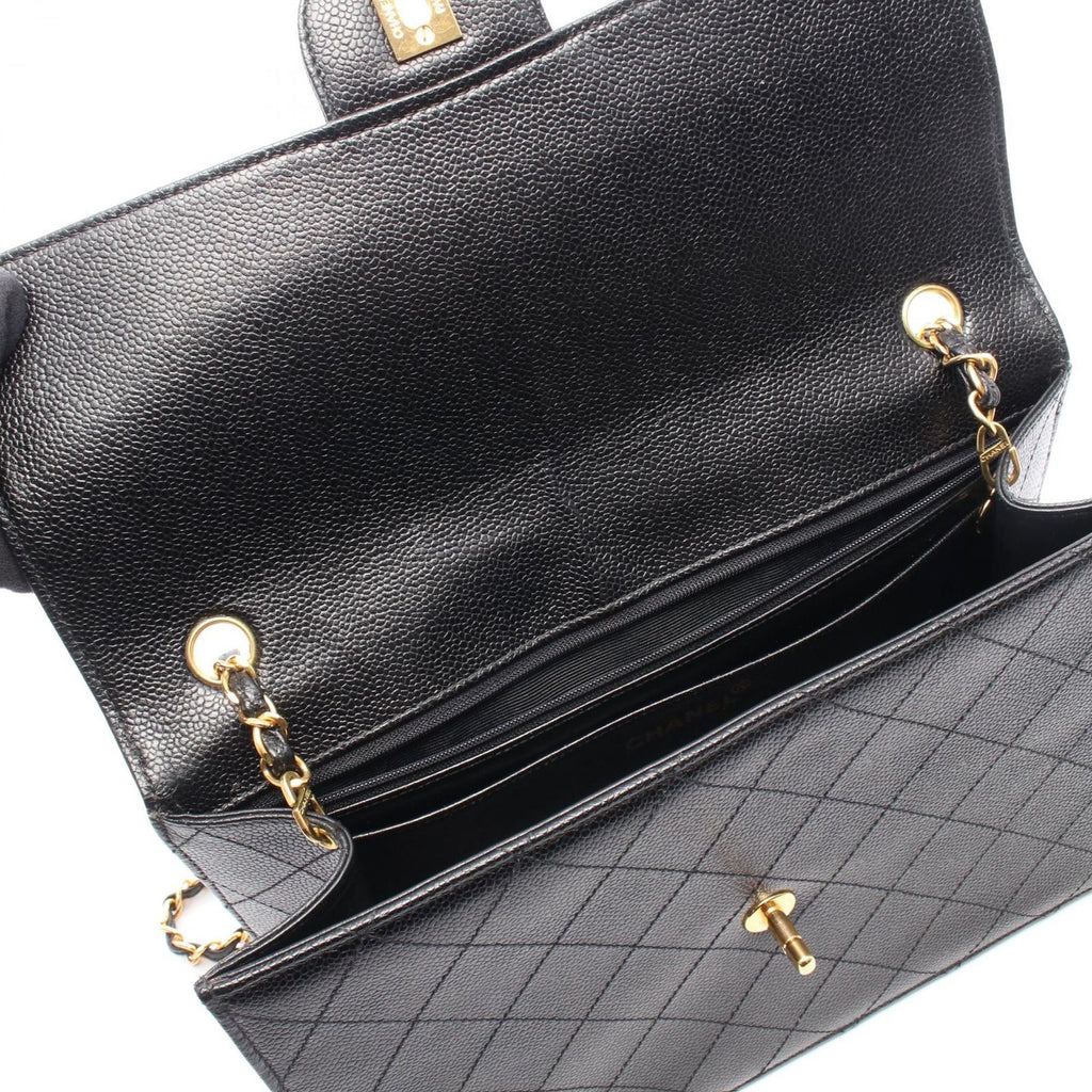 Chanel Shoulder Bag Deca Quilted 30 Single Flap Black Calf Chain — view 7