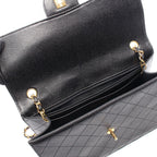 Chanel Shoulder Bag Deca Quilted 30 Single Flap Black Calf Chain — view 7