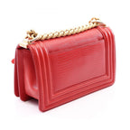Chanel Shoulder Bag Boy Small Red Leather Chain — view 2