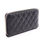 Chanel Round Wallet Classic Long Zip Quilted Black Caviar Leather — view 2