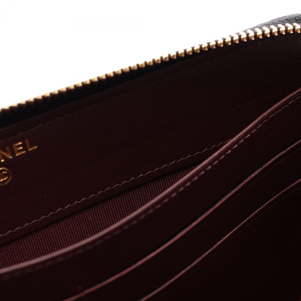Chanel Round Wallet Classic Long Zip Quilted Black Caviar Leather — view 8