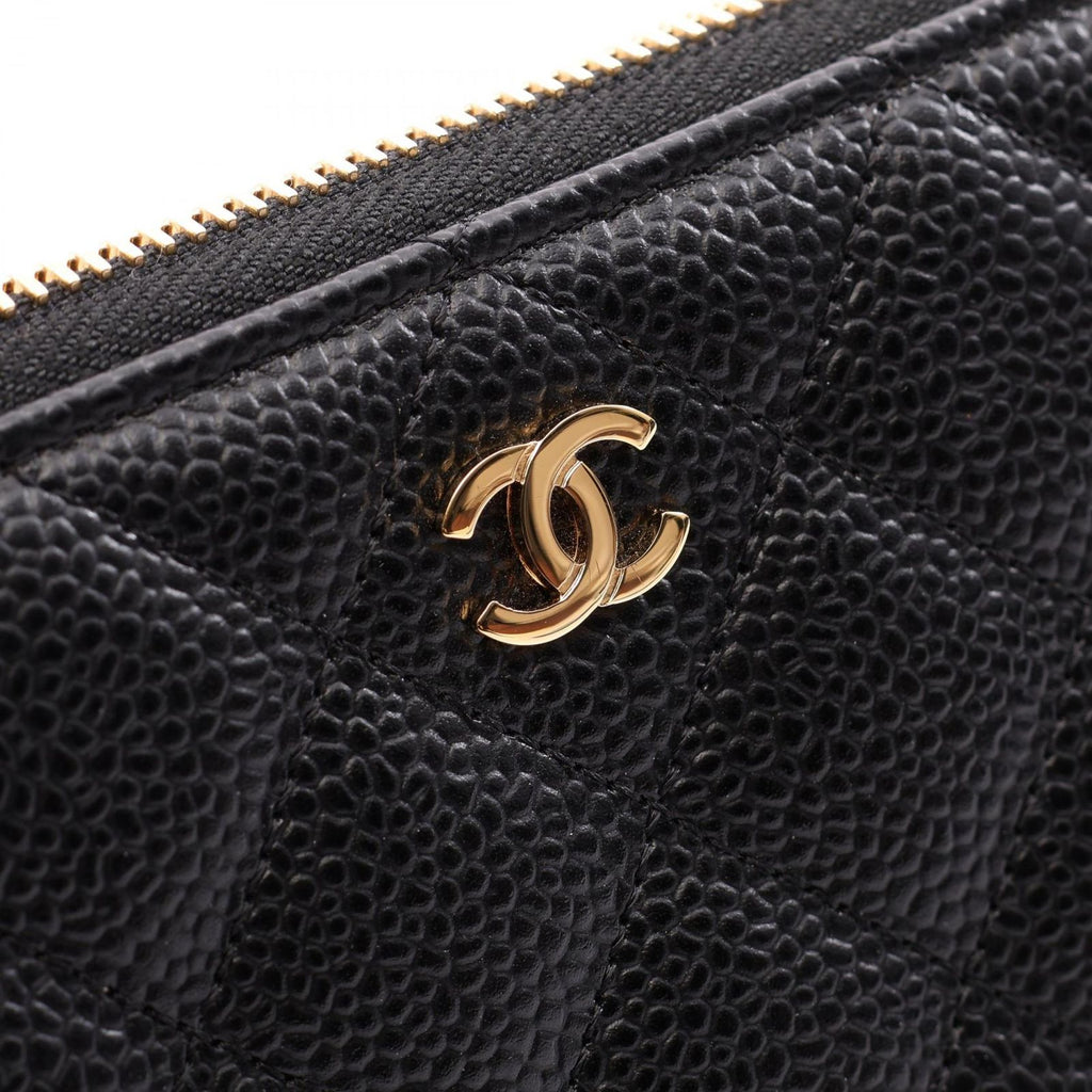 Chanel Round Wallet Classic Long Zip Quilted Black Caviar Leather — view 7