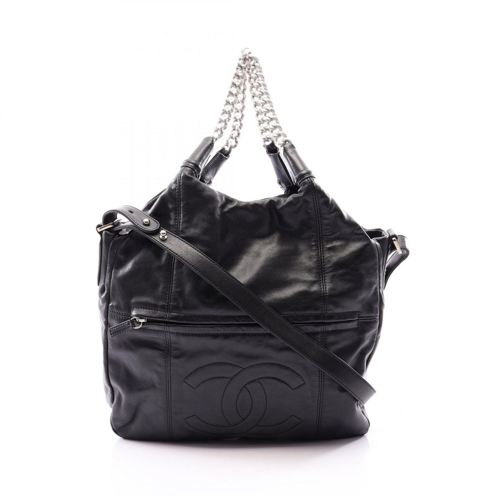Chanel Handbag CC Logo 2-Way Black Lambskin