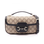 Gucci Handbag Horsebit Soft Small Top Handle Bag GG Supreme 2-Way Beige Black