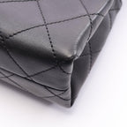 Chanel Shoulder Bag Quilted Logo Black Lambskin Chain — view 8