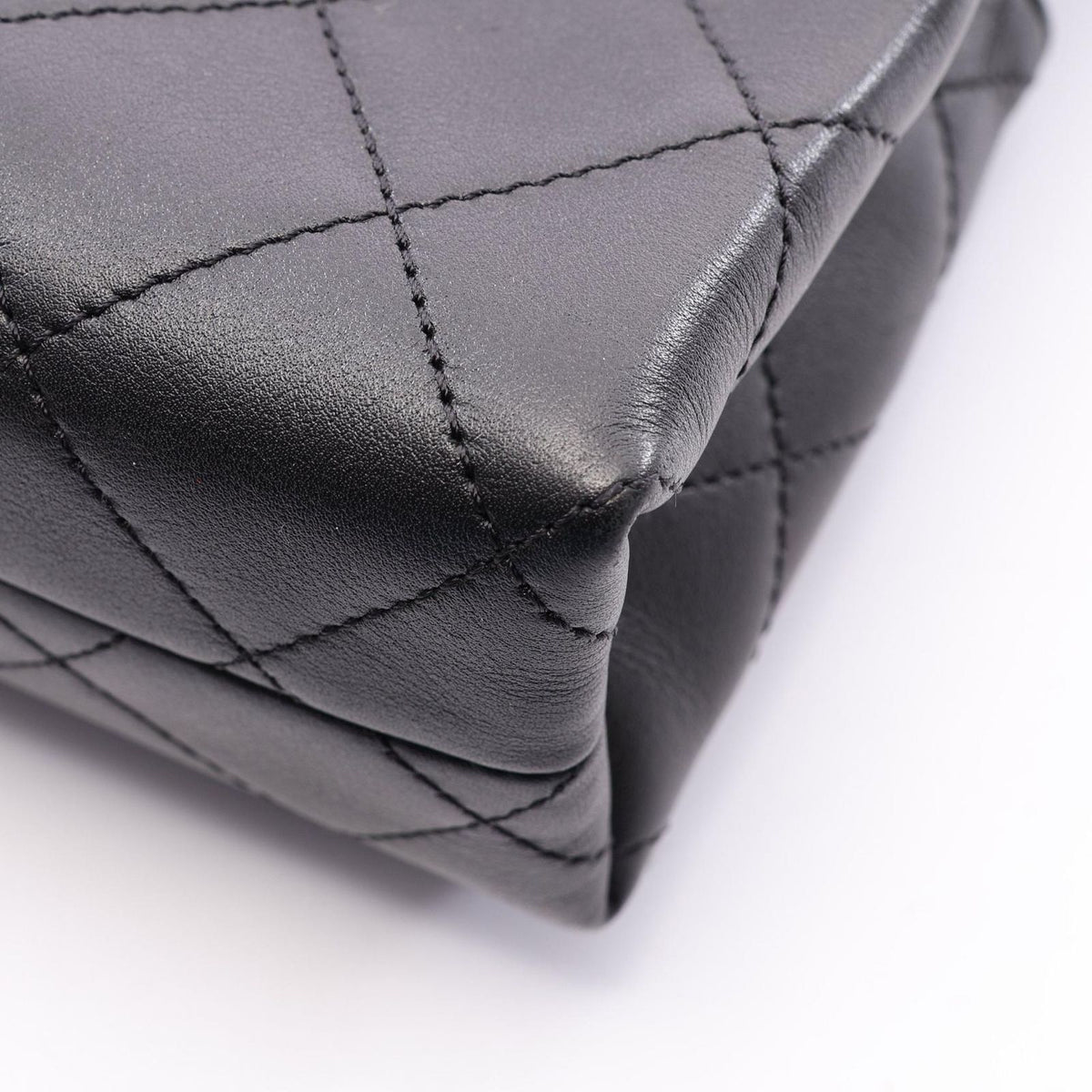 Chanel Shoulder Bag Quilted Logo Black Lambskin Chain — view 8